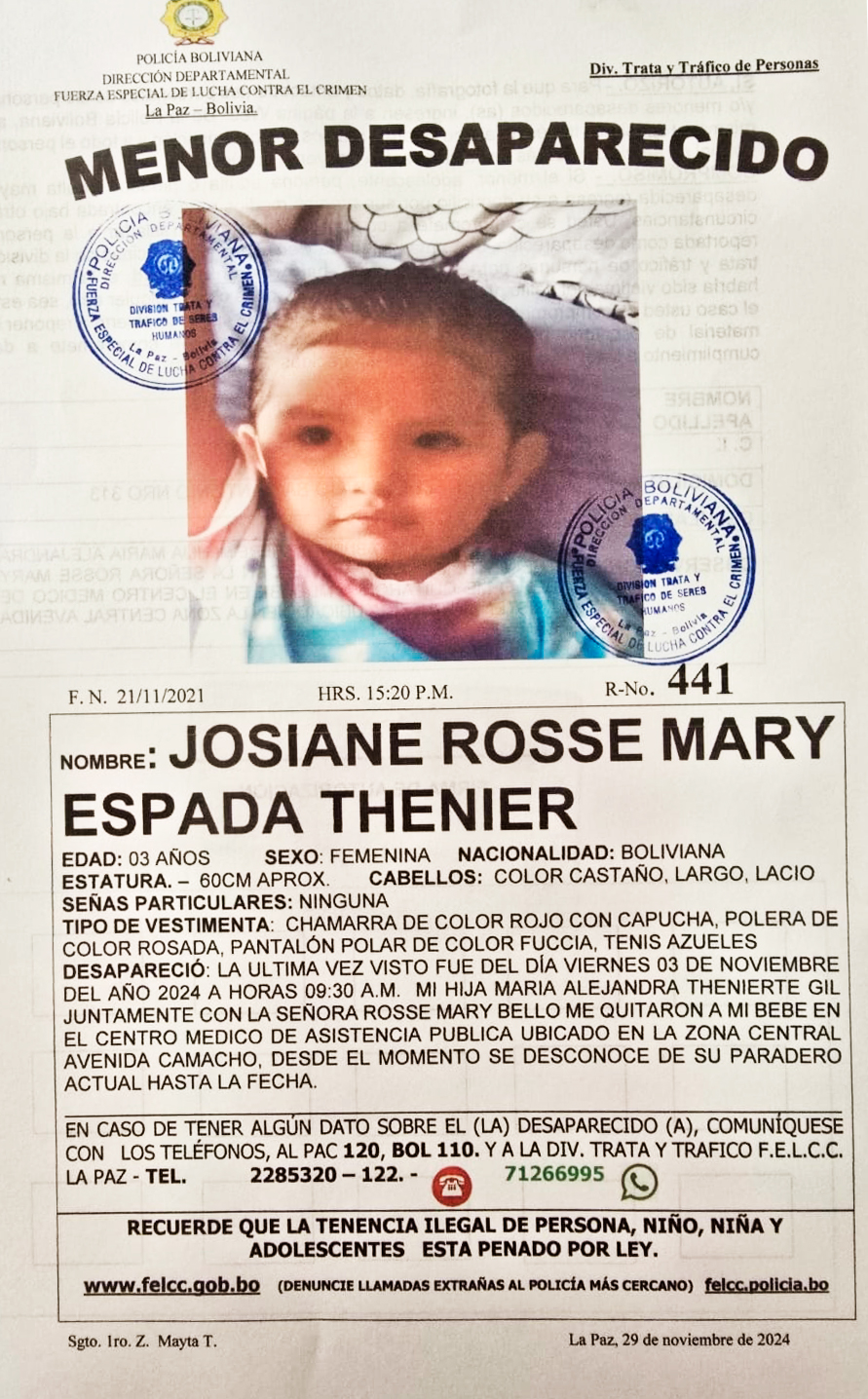 BUSCAMOS A 𝗝𝗢𝗦𝗜𝗔𝗡𝗘 𝗥𝗢𝗦𝗦𝗘 𝗠𝗔𝗥𝗬 𝗘𝗦𝗣𝗔𝗗𝗔 𝗧𝗛𝗘𝗡𝗜𝗘𝗥 DE 3 AÑOS DE EDAD