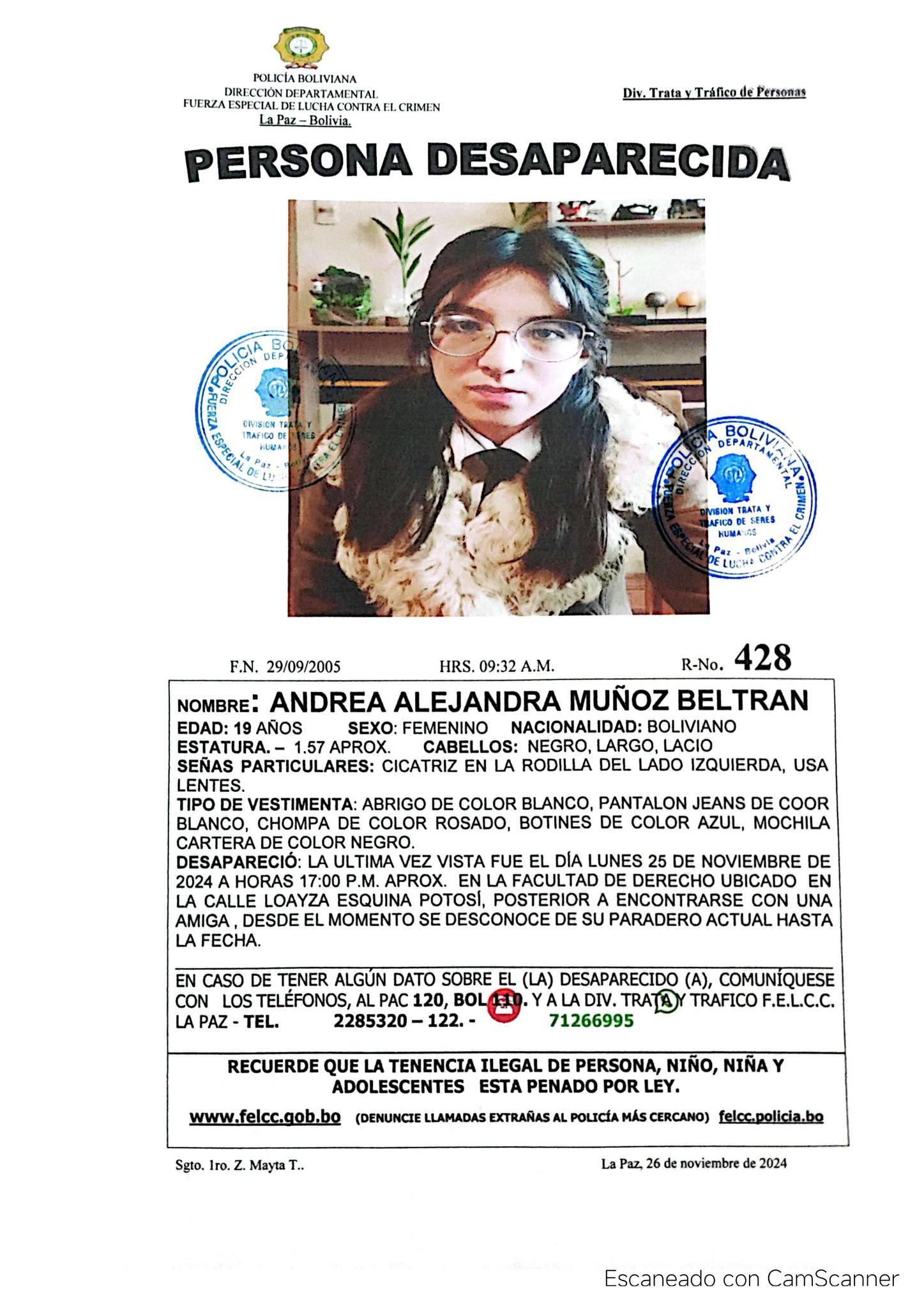 BUSCAMOS A 𝗔𝗡𝗗𝗥𝗘𝗔 𝗔𝗟𝗘𝗝𝗔𝗡𝗗𝗥𝗔 𝗠𝗨Ñ𝗢𝗭 𝗕𝗘𝗟𝗧𝗥𝗔𝗡 DE 19 AÑOS DE EDAD